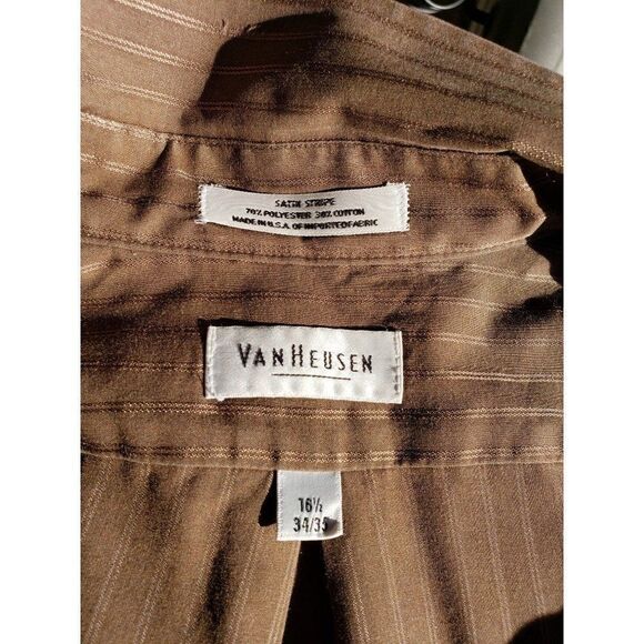 Men's Dress Shirt Spread Collar Long Sleeve Wrinkle Free Stretch Shirt Brown XL - Picture 6 of 6